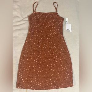 BP rust brown cami dress with white polka dots NWT